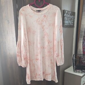 As U Wish Sz M Peach Tie-Dye Long Sleeve Soft Cotton Top